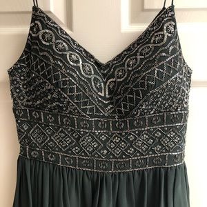 Beautiful Beaded Green Dress Anthropology